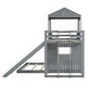 preview thumbnail 10 of 9, Twin Over Full Bunk Bed, Loft Bed with Playhouse, Wooden Bed with Farmhouse, Ladder, Slide and Guardrails, Gray