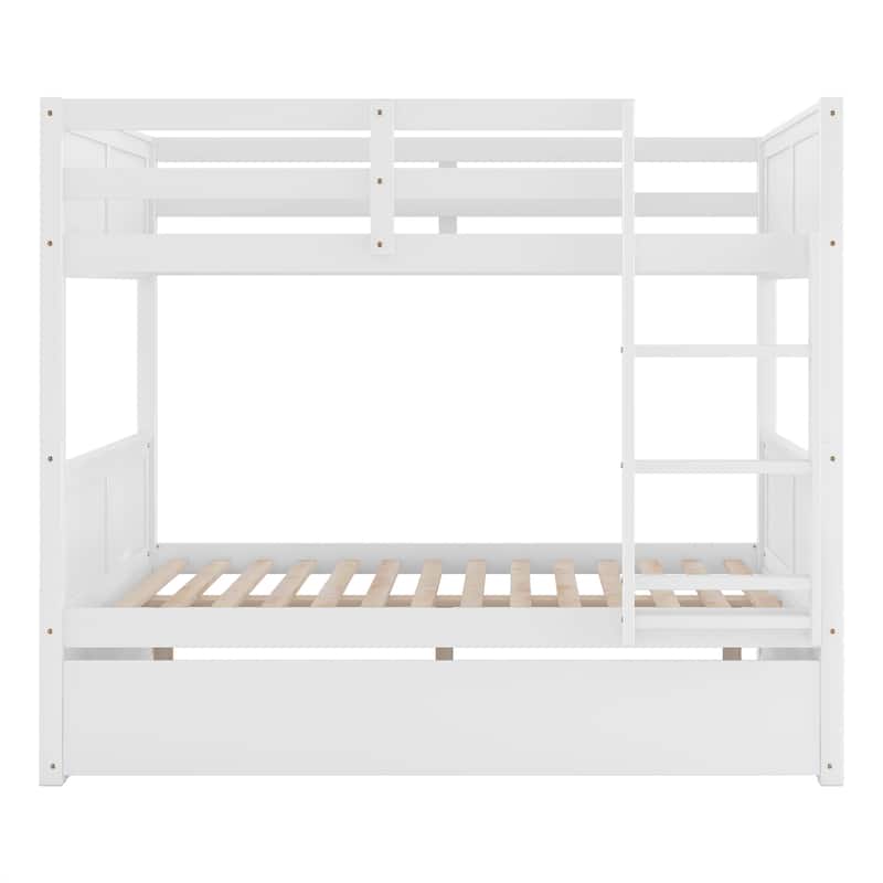 Full Over Full Pine Bunk Bed with Twin Trundle, Convertible into 2 Beds