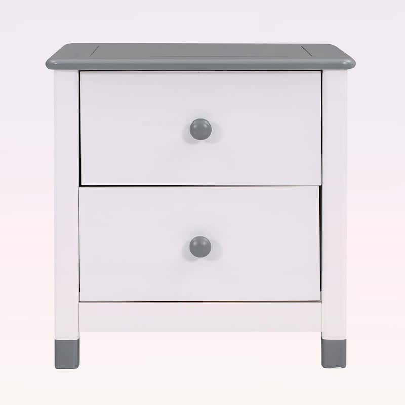 Cute and Sturdy Wooden Nightstand with Two Drawers
