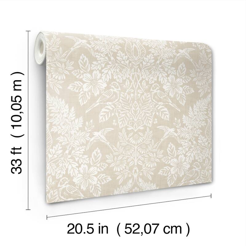 Chris Loves Julia x A-Street Prints Finch Neutral Woodland Damask Wallpaper