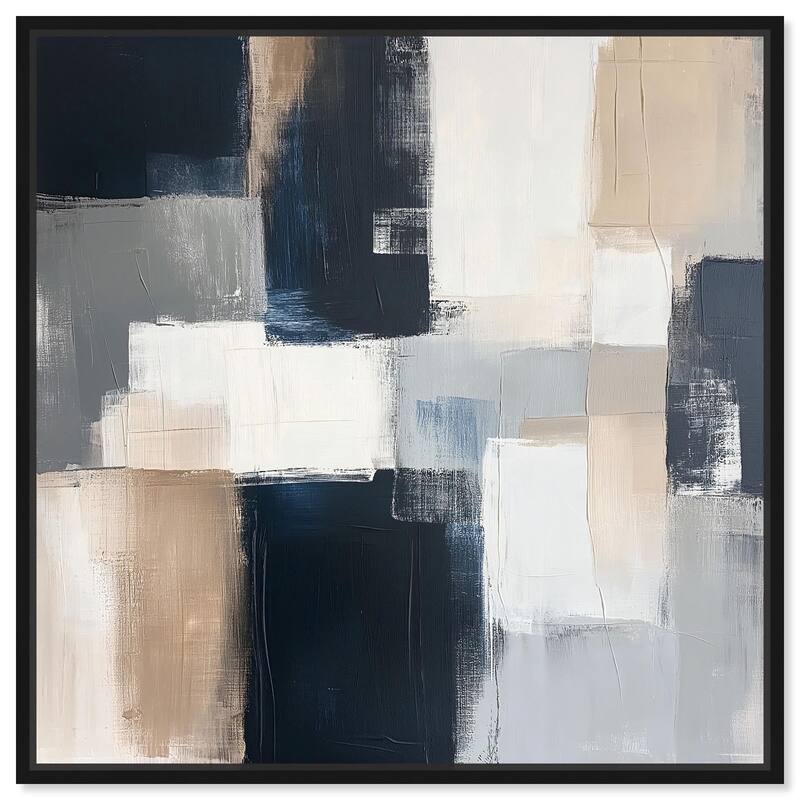 Blue and Tan Abstraction I Canvas by Art Remedy - Black - 24" x 24"