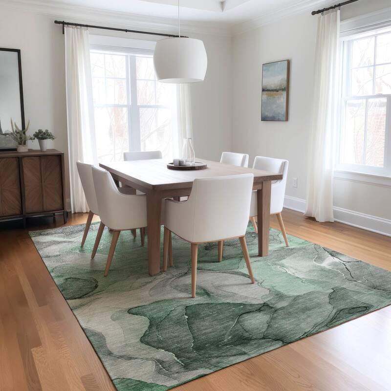 Allus Artistic Abstract Weather Resistant Classic Meets Modern Outdoor Rug