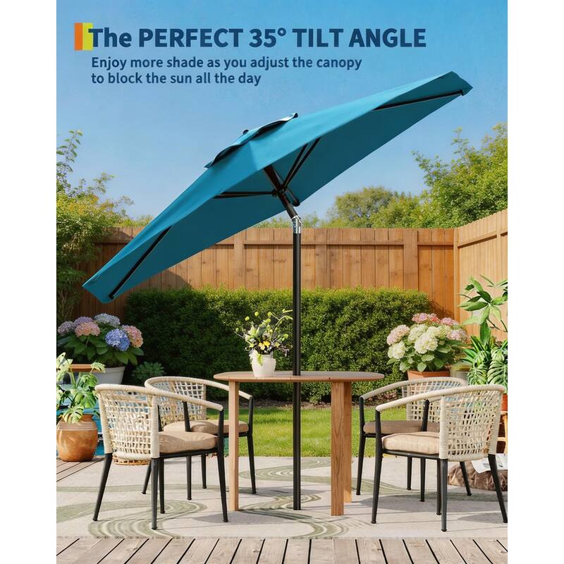 10ft Outdoor Patio Umbrella, with Crank Lift & Push Button Tilt, UV Protection Waterproof