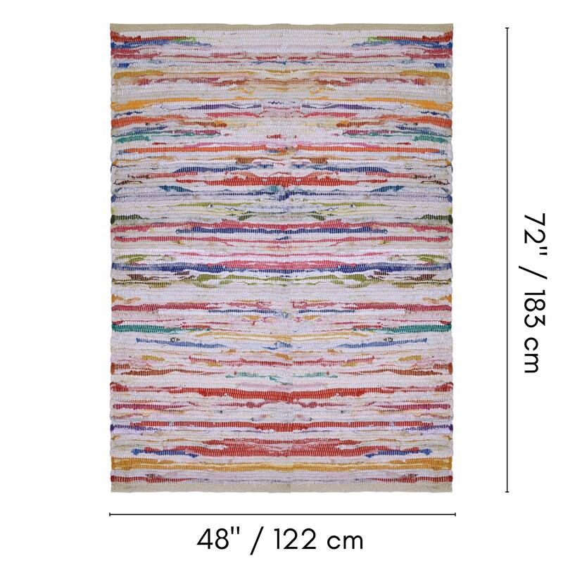 Fabstyles Premium Cotton Handmade Area Rag Rug Living Room, Hallway