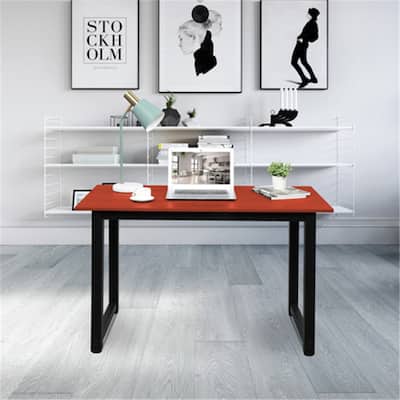 Modern Wood Countertop and Metal Table Legs Office Desk Red