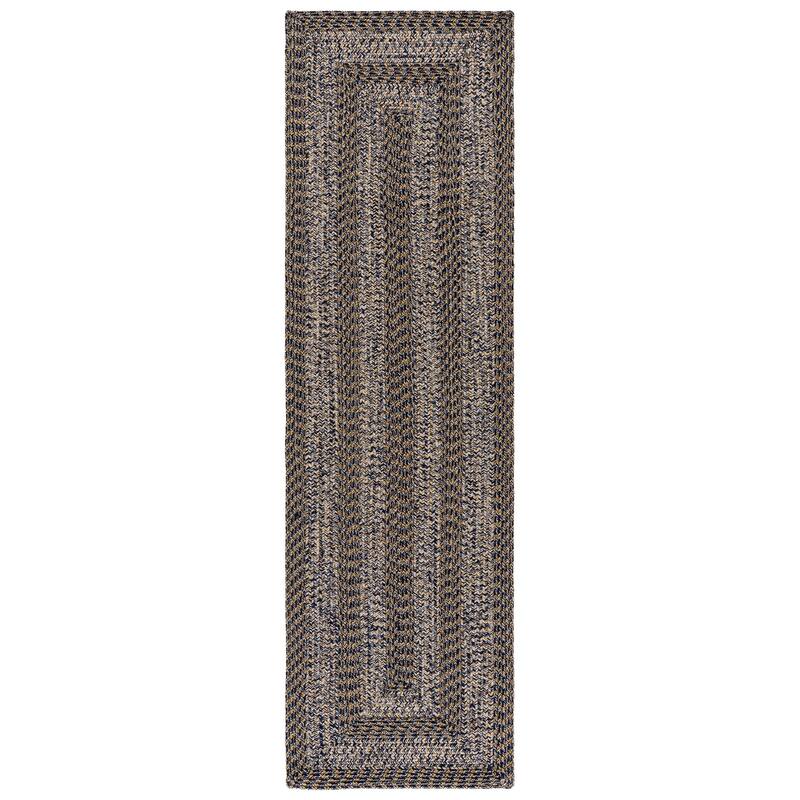 SAFAVIEH Handmade Braided Fatimah Washable Indoor/Outdoor Rug - Weather Resistant & Easy Cleaning - 2'3" x 8' Runner - Navy/Gold