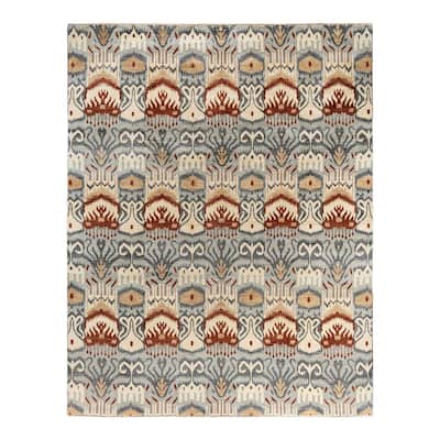 Ikat One-of-a-Kind Hand-Knotted Area Rug, Gray - 8' 0" x 10' 0"