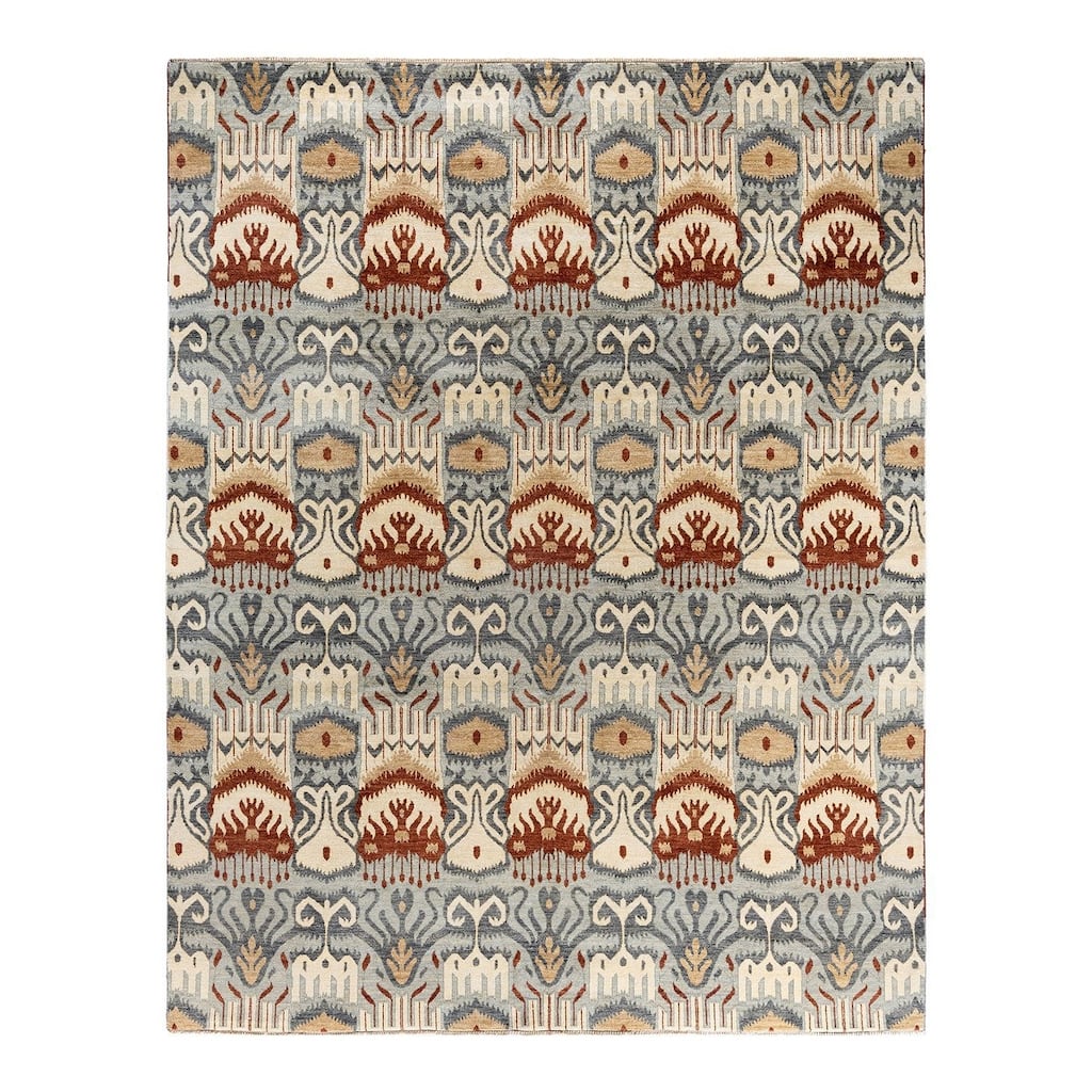 Ikat One-of-a-Kind Hand-Knotted Area Rug, Gray - 8' 0" x 10' 0"