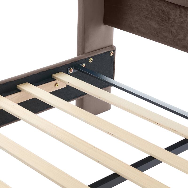 Christopher Knight Home - Amara Traditional Velvet Upholstered Sleigh Bed with Wingback Headboard & Scroll Footboard, King Size