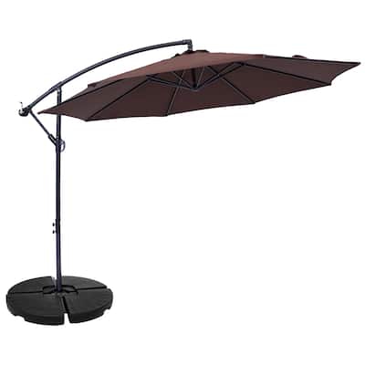 Sunnydaze 10' Offset Patio Umbrella with Cantilever and Cross Base - Round Base Set