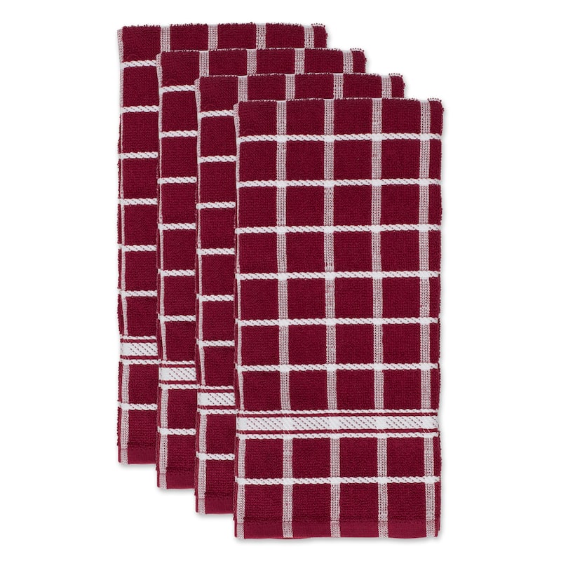 DII Solid Honey Gold Windowpane Terry Dishtowel 4 Piece