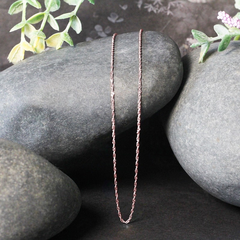 MayaMila 14k Solid Rose Gold Singapore Chain Necklace (1.00mm) Size 16 ...
