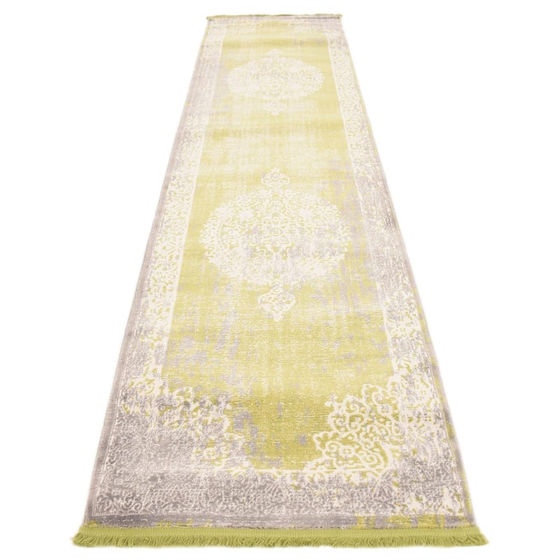 Contemporary Franbu Collection Area Rug - Light Green - 2'7"x10'
