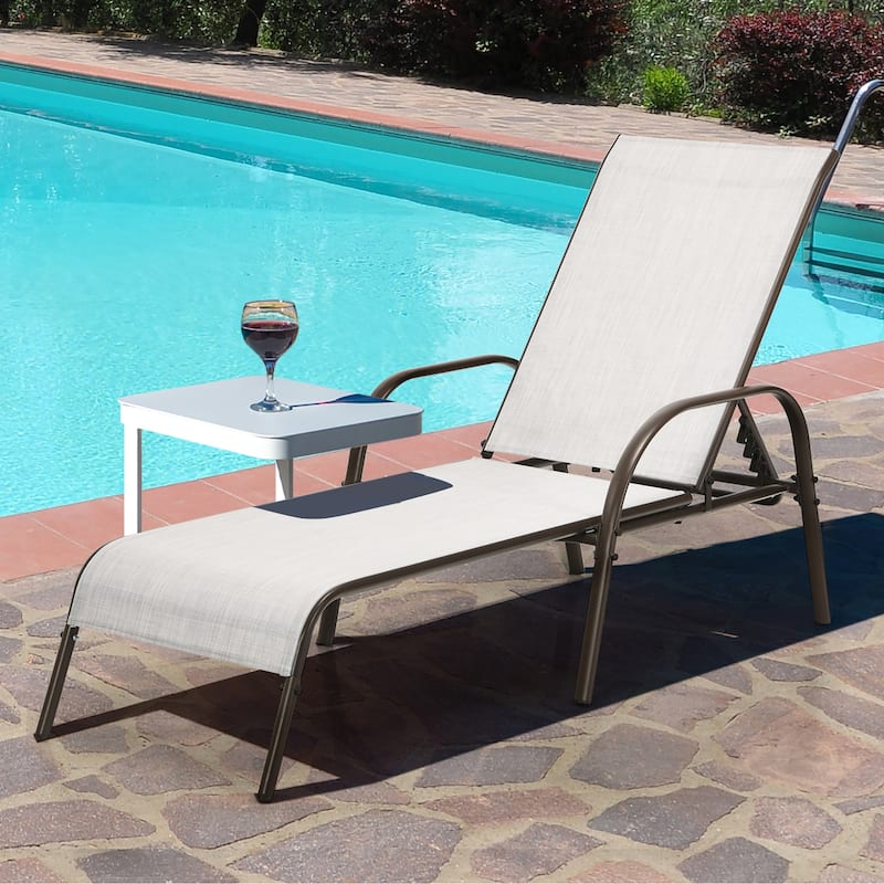 Costway Patio Lounge Chair Chaise Adjustable Reclining Armrest