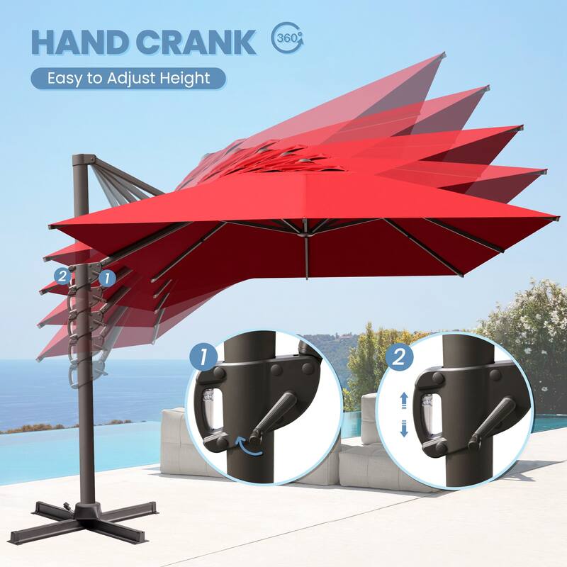 10x12.5 FT Outdoor Patio Cantilever Umbrella with Base