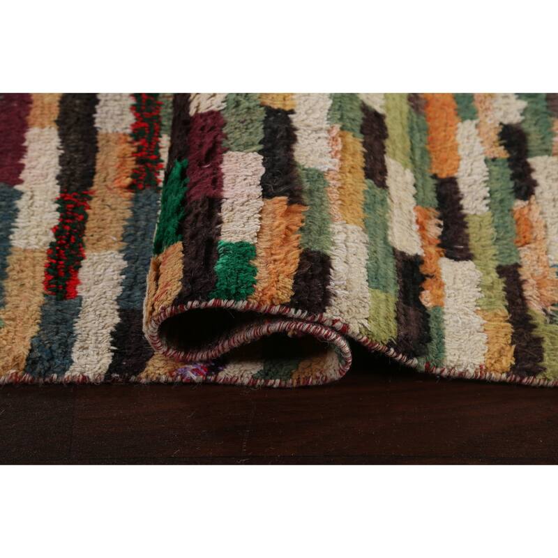 Checkered Moroccan Oriental Wool Area Rug Handmade Living Room Carpet - 10'1" x 14'6"