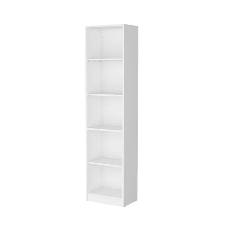 HomeRoots 71" White Wood Five Tier Bookcase