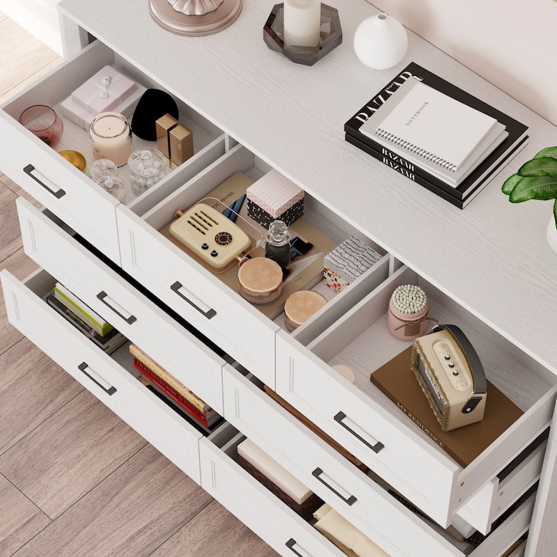 Storage Dresser Organizer TV Stand Chest of Drawers Brown White