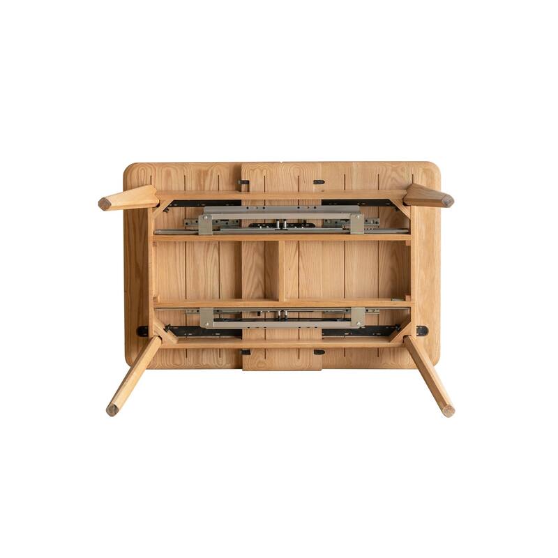 GDFStudio - Belvidere Mid-Century Solid Oak Extendable Dining Table with Telescopic Design - 59.06"W