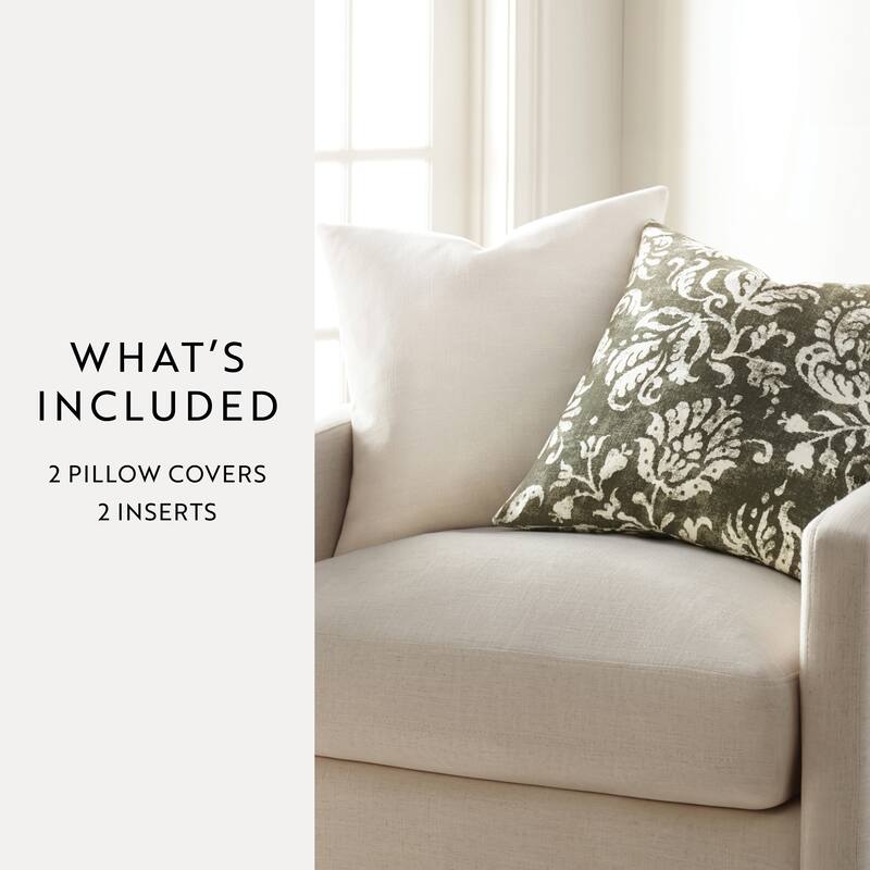 2-Pack Cotton Slub Decor Throw Pillows in Distressed Floral