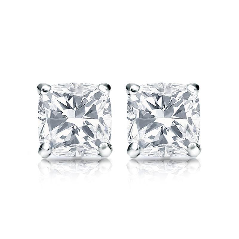 Auriya 14k Gold 1ctw Cushion Cut Diamond Stud Earrings Martini-set (H-I, SI1-SI2)