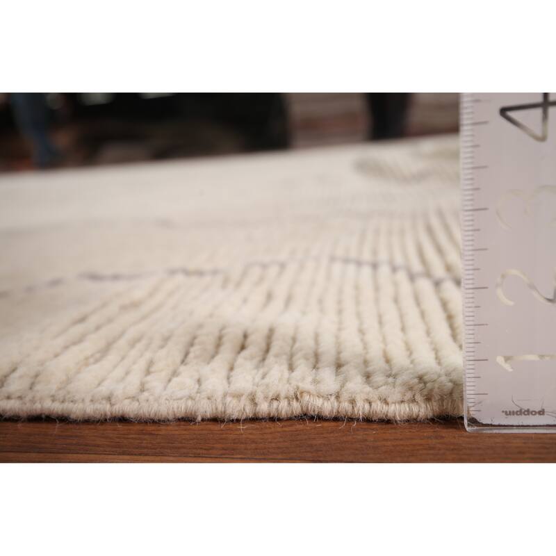 All-Over Abstract Moroccan Palace Size Area Rug Handmade Wool Carpet - 12'2"x 15'5"