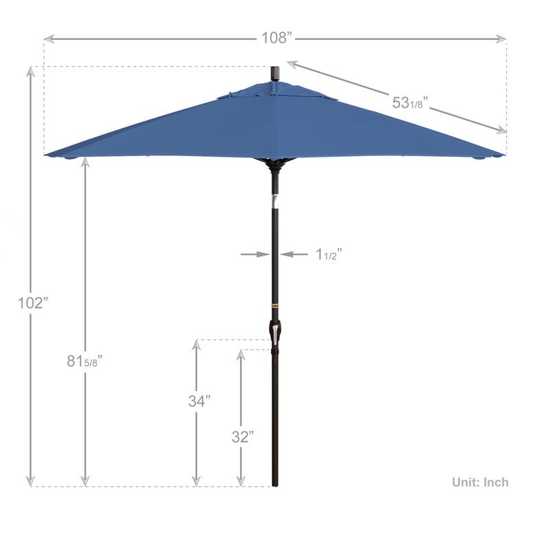 Pompano 9ft Crank Lift Push Button Tilt Round Patio Umbrella by Havenside Home, Base Not Included