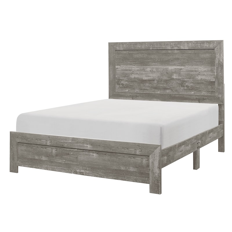 Eby Full Size Bed, Rustic Farmhouse Style, Gray Finish Wood Veneer