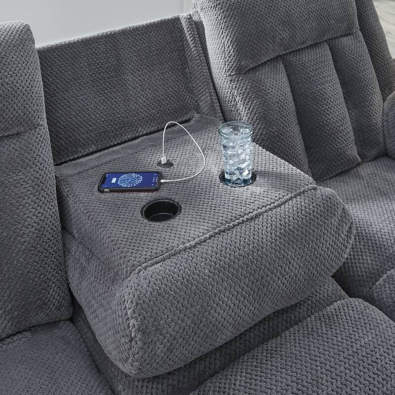 Signature Design by Ashley Free Wake Power Reclining Sofa with Drop Down Table - 85"W x 40"D x 40"H