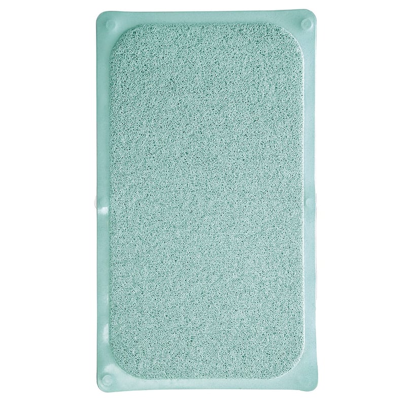 Turquoise Blue Loofah Shower Tub Mat With Non-Slip Suction Cups - 29" x 17"