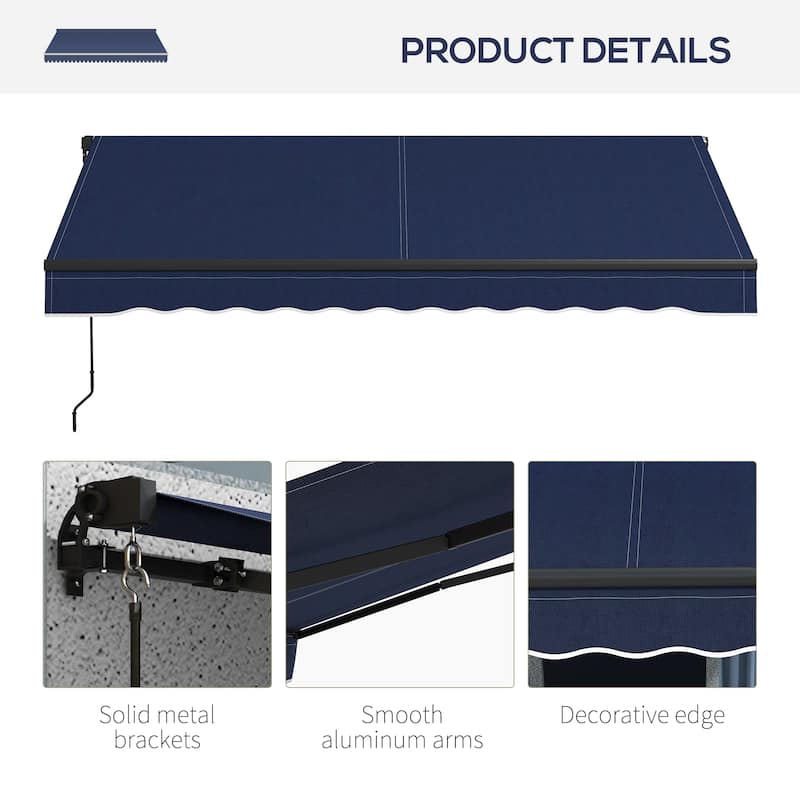 Outsunny 8' x 6.5' Retractable Awning, Patio Awning Sunshade Shelter with Manual Crank Handle, 280gsm UV Resistant Fabric