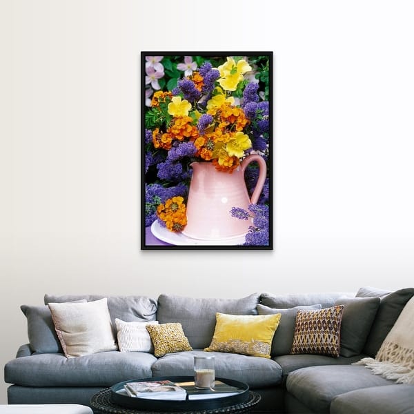 Shop Yellow And Purple Summer Display Of Cut Flowers In Jug