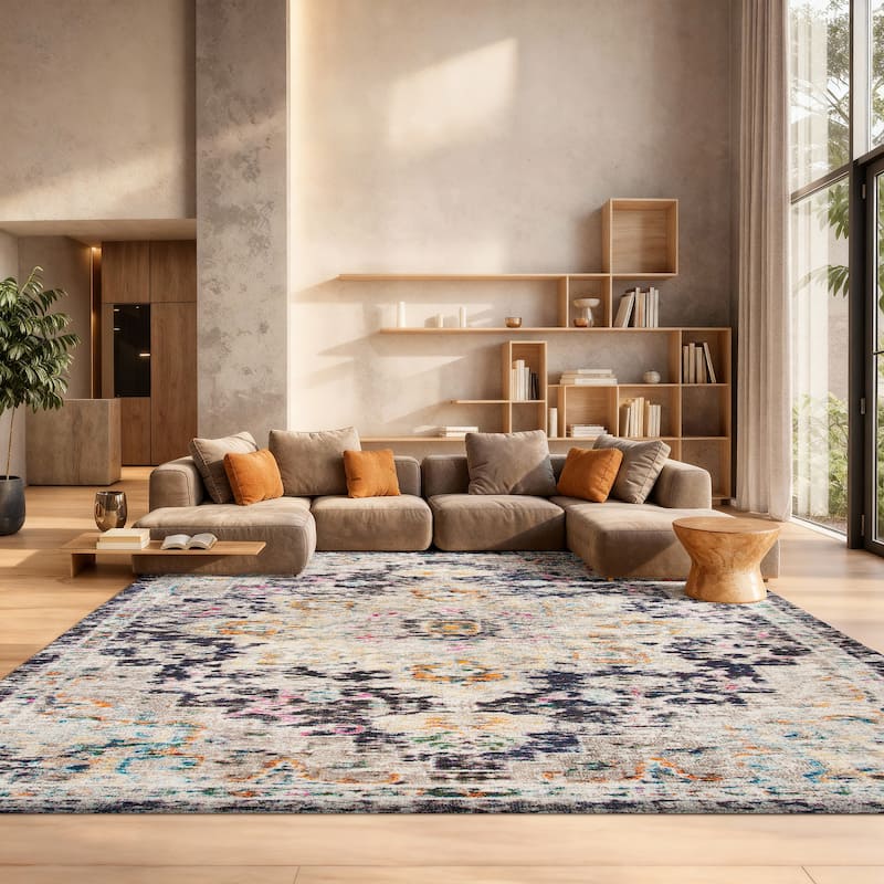 SAFAVIEH Madison Katelijne Boho Medallion Distressed Area Rug - 10' x 14' - Black/Gold