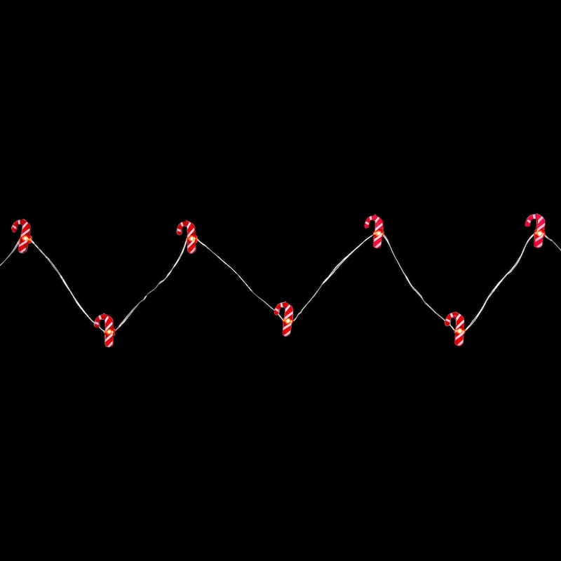 20-Count LED Candy Cane Christmas Fairy Lights 6.5 ft Silver Wire - 6.5ft