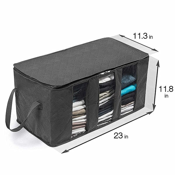 Enova Home Dark Grey Non Woven Fabric Foldable Storage Underbed Clothes Cover Bag