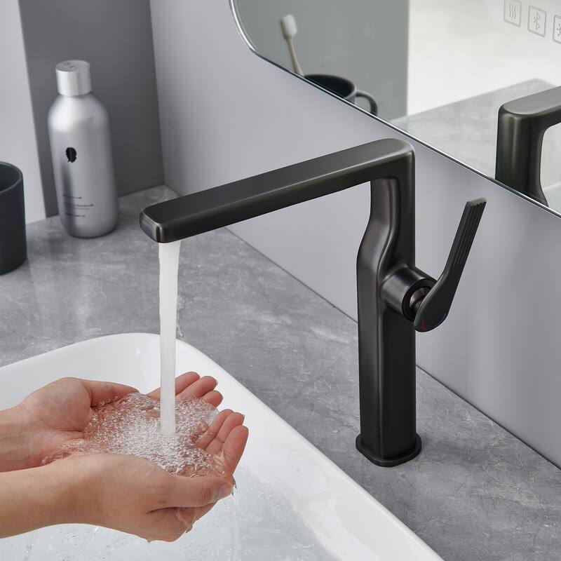 10-1/4"H Solid Brass Single-handle Bathroom Sink Faucet Optional Drain Assembly