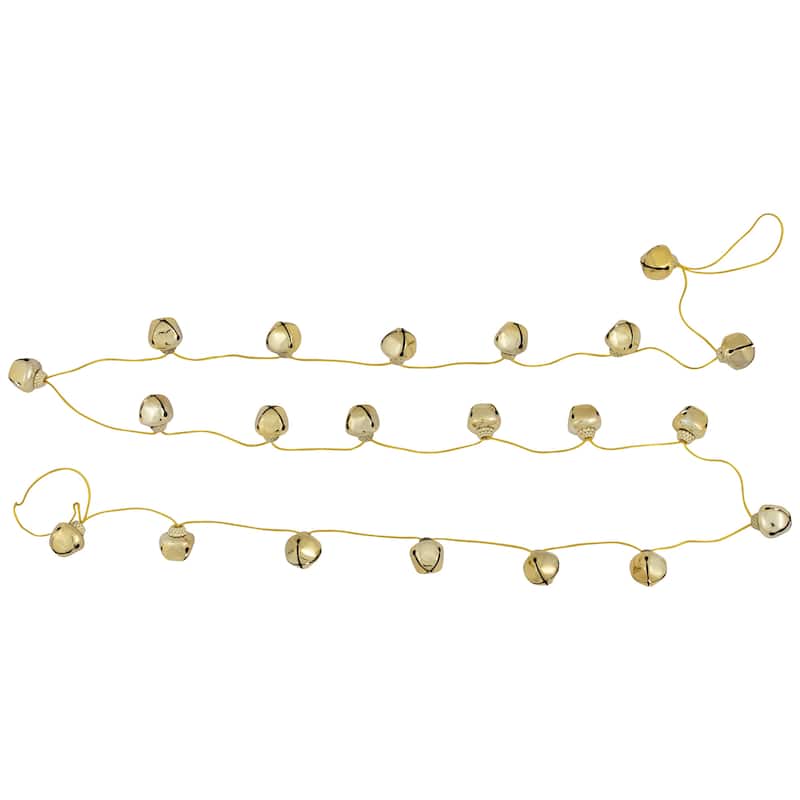 Shiny Metal Christmas Jingle Bells Garland - 7.5' x 1" - Gold
