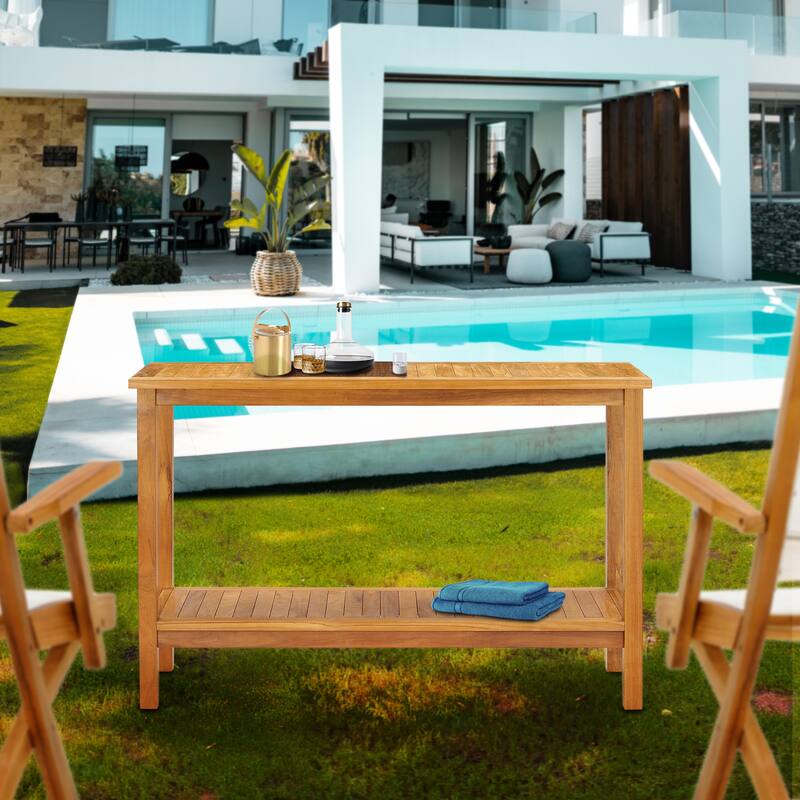 Chic Teak Santa Barbara Outdoor Teak Wood Patio Serving Table
