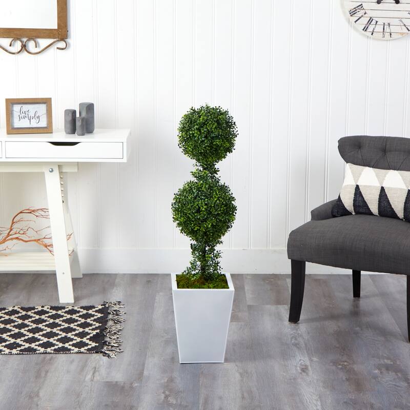 3.5' Boxwood Double Ball Topiary Artificial Tree in Planter - 15"