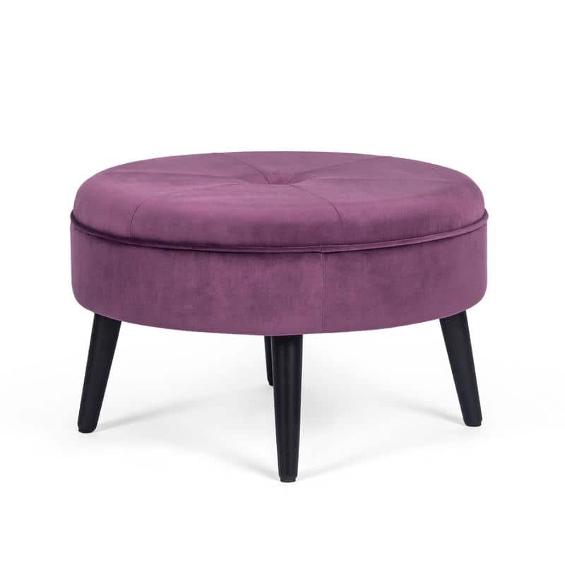 Carson Carrington Indnas Round Velvet Cocktail Coffee Table Ottoman