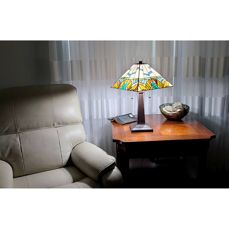 Tiffany Style Multi Color Mission Table Lamp 22" Tall Amora Lighting