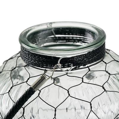 A&B Home 15-inch Clear and Black Ribbed Glass Vase with Handle