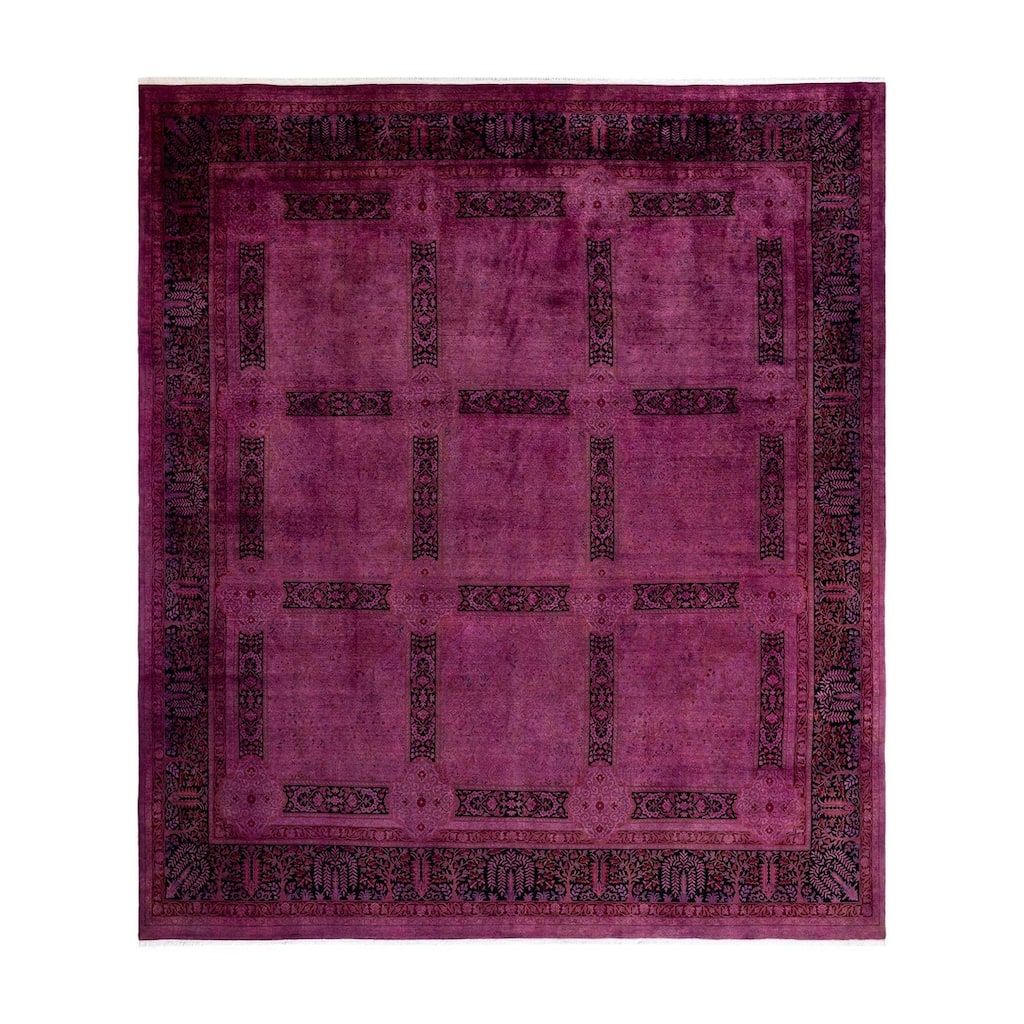 Overton Hand Knotted Wool Vintage Inspired Modern Contemporary Overdyed Pink Area Rug - 9' 10" x 11' 6"