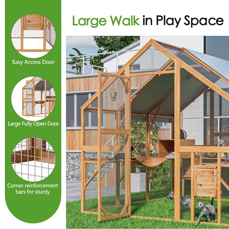 Large Outdoor Cat Enclosures with Houses, Bridges, Walks&UV Proof