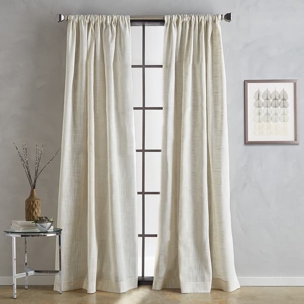 slide 2 of 7, DKNY Classic Linen Poletop Curtain Panel Pair 108 Inches