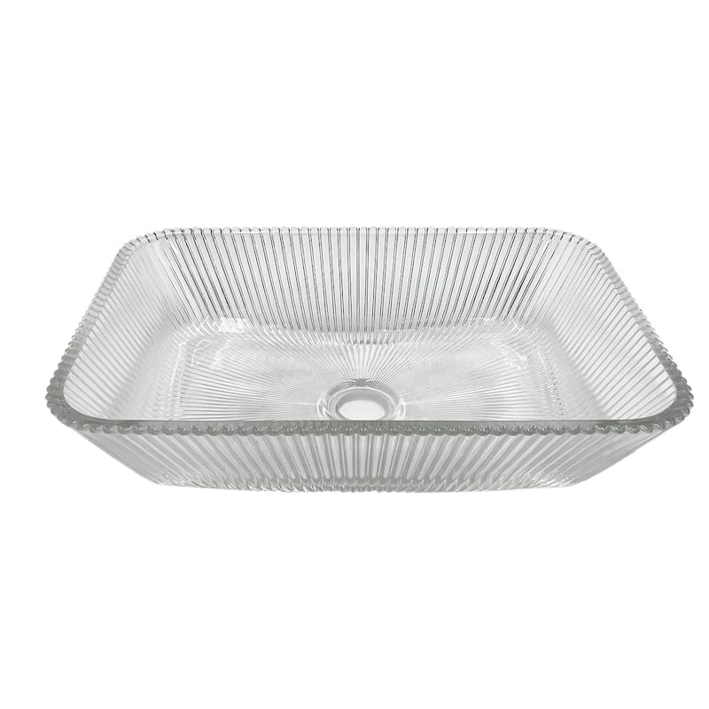 Charlie 18" Rectangle Decorative Crystal Vessel Sinks With White Base