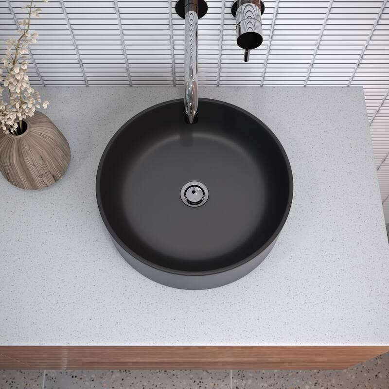Tucana Bench Mount Ceramic Round Vessel Bathroom Sink