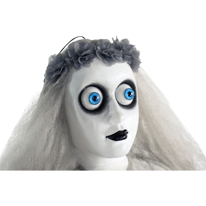 Haunted Hill Farm 5-Ft. Animatronic Bride, Indoor/Outdoor Halloween Decoration, Eyes Light Up Red, Poseable, Battery-Operated