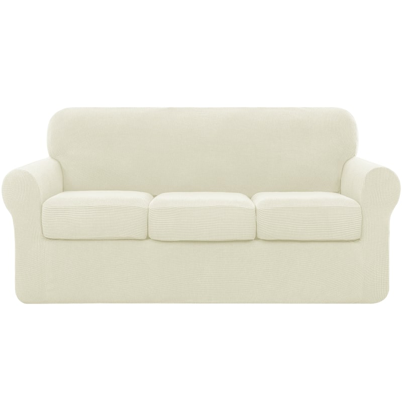 Subrtex Stretch Sofa Slipcover Cover with 3 Separate Cushion Cover - Ivory