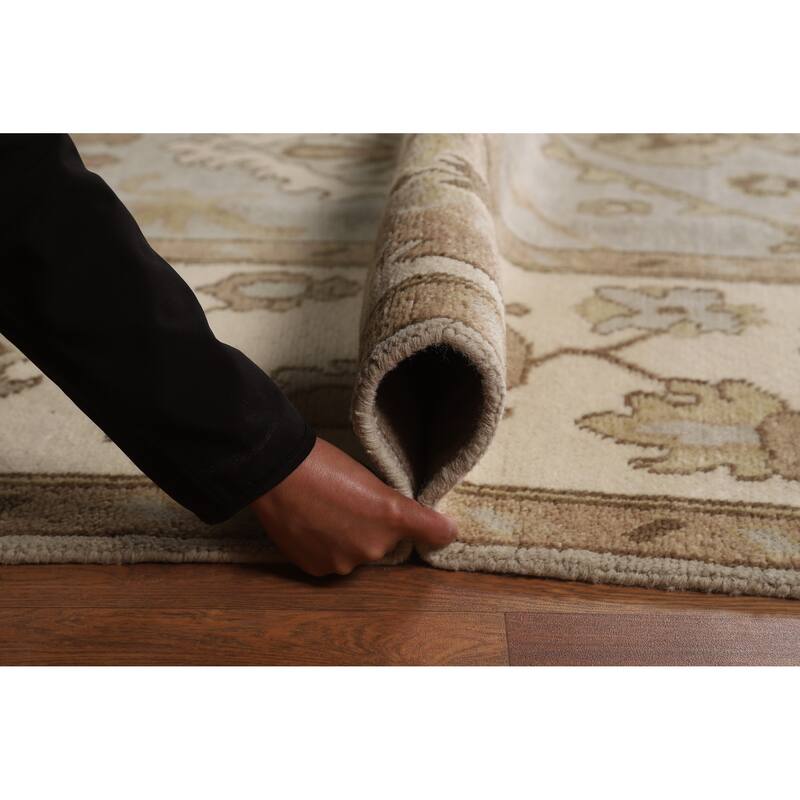 Gray Ivory Oushak Style Area Rug Handmade Wool Carpet - 9'1" x 11'10"